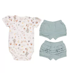 Conjunto Body Manga Curta + Shorts Babadinho - Fazenda