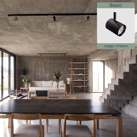 Riel de 1 metro con spots chicos - Línea BASIC