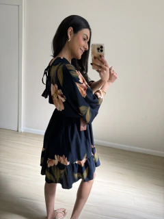 Vestido Valentina - Azul marinho floral - STORIN | Loja de moda feminina