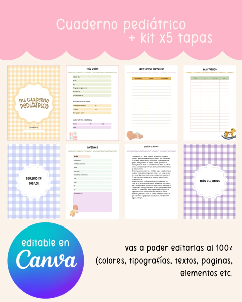 Interior pediatrico + 5 tapas - editable en canva - comprar online