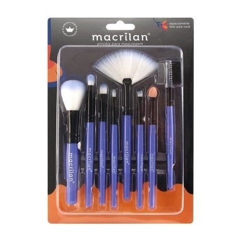 Kit KP3-1A C/ 8 Pincéis para Maquiagem - Macrilan (CORES VARIADAS, ENVIO ALEATÓRIO)