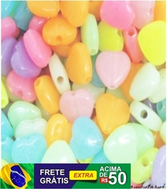 Coraçao Fluorecente Passante 08mm Em Plastico Com 150gr