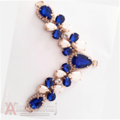 Cabedal Chaton Duas Cores Azul com branco 1Par - Aviamentosnj-Artesanato Pérolas Chaton Cristais