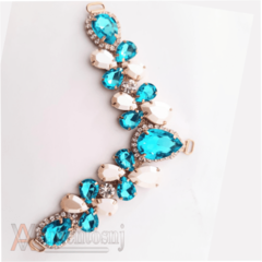Cabedal Chaton Duas Cores Azul Tifanni 1Par - Aviamentosnj-Artesanato Pérolas Chaton Cristais
