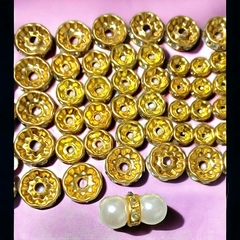 Entremeio de Strass cor Dourado pacote com 100pçs 6mm 8mm 10mm
