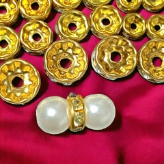 Entremeio de Strass cor Dourado pacote com 100pçs 6mm 8mm 10mm