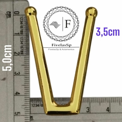 Fivela em V Metal Cor Dourado pacote com 6 pçs 001