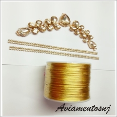 Cabedal Modelo Flor cor Dourado kit com 1 par Modelo sem Pino com argola