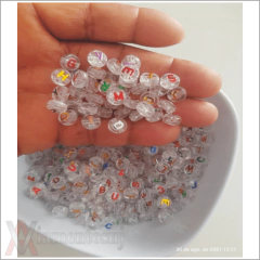 Entremeio Redondo Letras Translucida Tamanho 10mm Temos Pacote com 100pçs ou 250gramas na internet