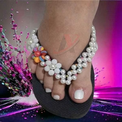 Trama Cabedal pronto para chinelo feito com pérolas ABS Pacote com 5PAR ou 10PAR
