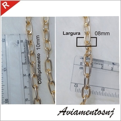 CORRENTE POR METROS ALUMÍNIO 8MM X 10MM DOURADO - comprar online