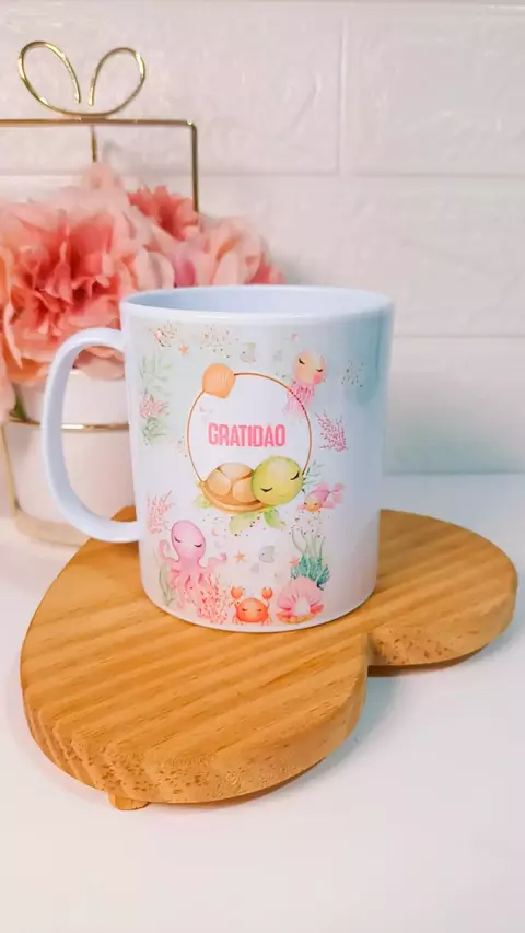 Caneca plástica personalizada Fundo do mar