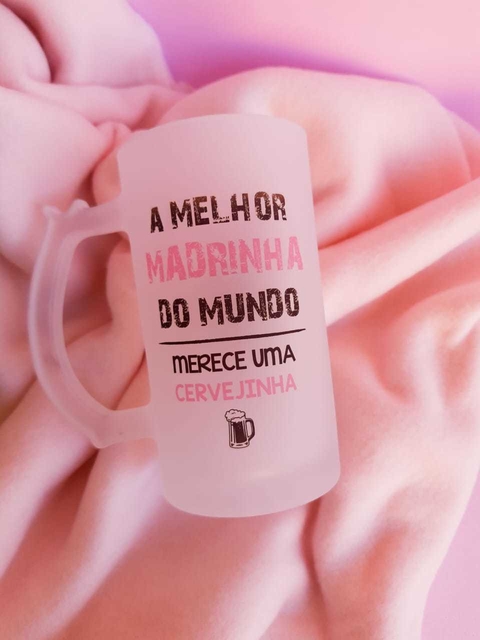 Caneca Chopp em vidro Jateado MADRINHA
