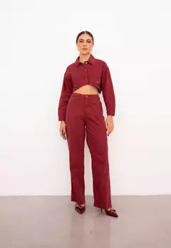 JAQUETA CURTA BARRA A FIO MERLOT - comprar online