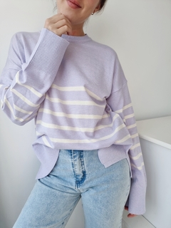 sweater rayado lila - comprar online