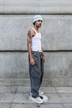 BAGGY GRAY STONE JEANS - Mycrocosmos Pants