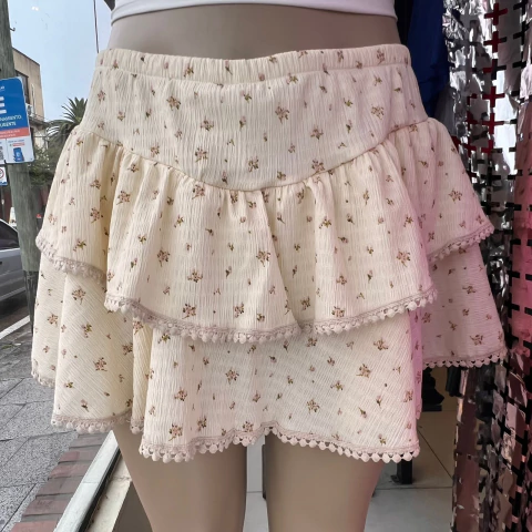 Short pollera volados natural - comprar online