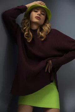 PULL BRUNA CANELADO - BORDEAUX