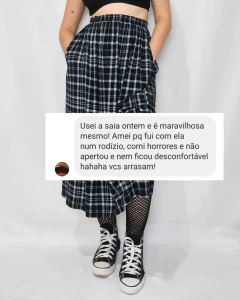Saia Midi Xadrez Preto - loja online
