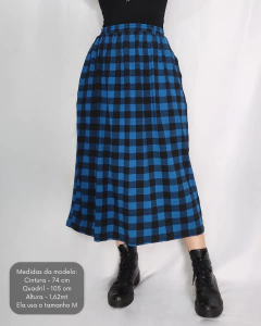 Saia Midi Xadrez Azul - loja online