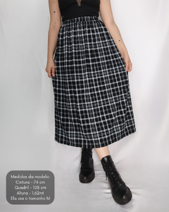 Saia Midi Xadrez Preto