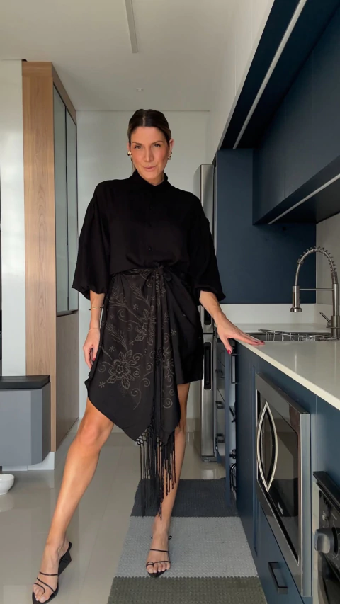 Lenço Franjas Bordado - comprar online