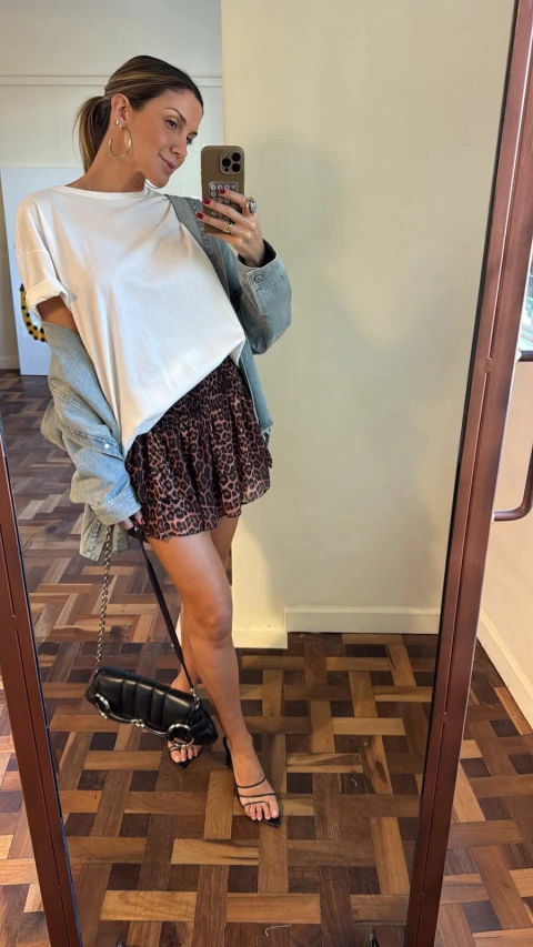 Saia Babado Animal Print