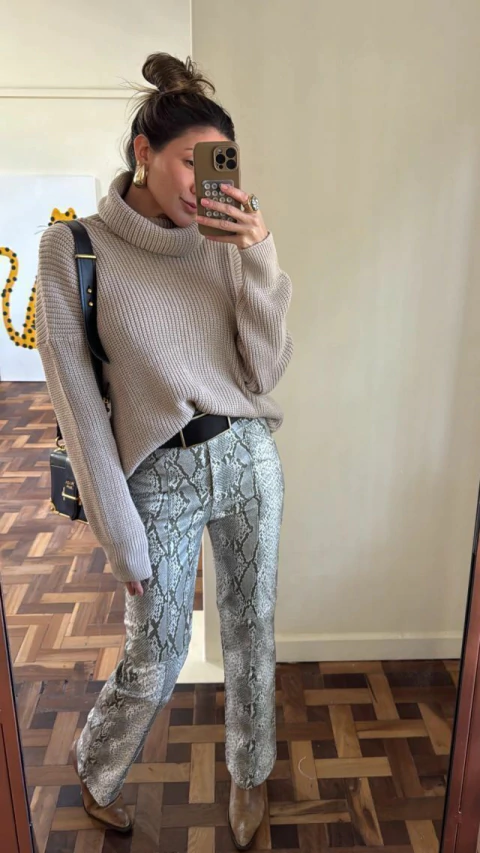 Calça PU Animal Print