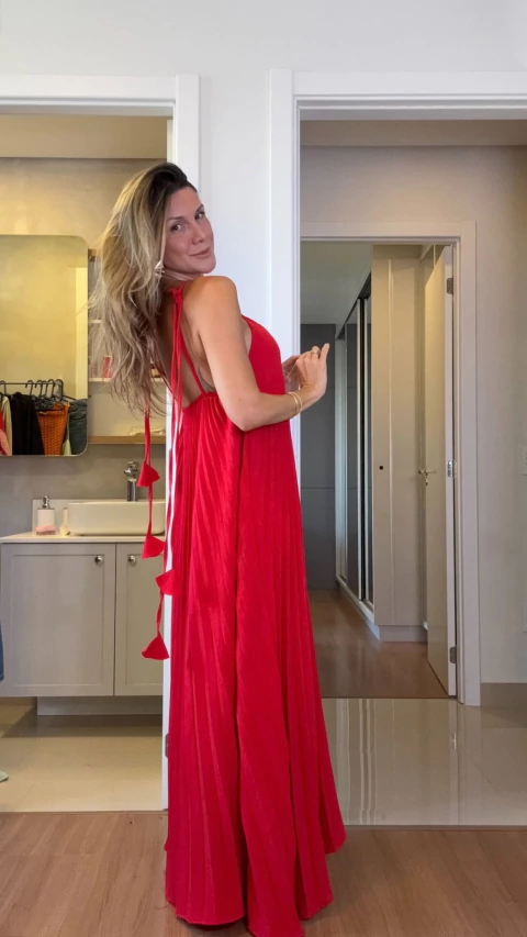 Vestido Longo Plissado - comprar online