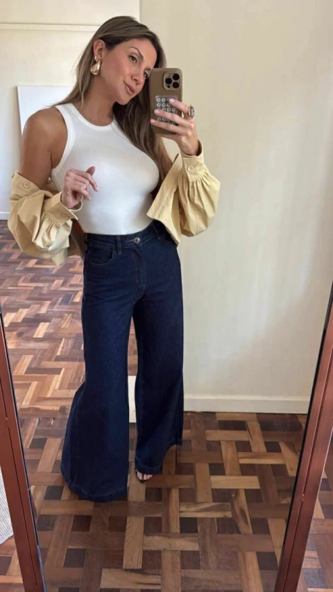 Calça Jeans Pantalona