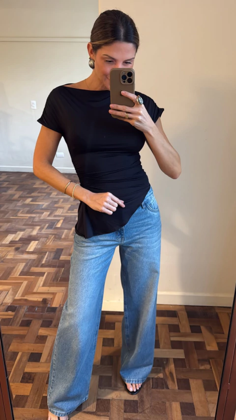 Calça Jeans Pantalona