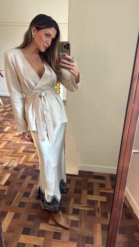 Casaco Kimono Linho Puro - comprar online