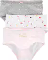 Bombachas "Carter´s" - Little Girl - Pack x 3 unidades - Rosa, gris y blanco con Hadas