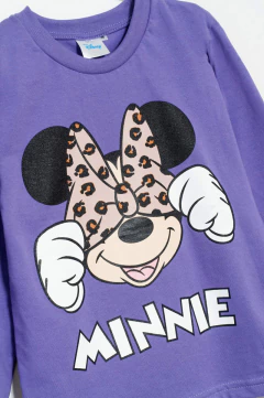 Pijama "Disney" - Minnie - Violeta con moño grande animal print - tienda online