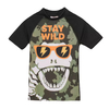 Remera UV "Boneco" - Big Boy - Verde y negra con dino