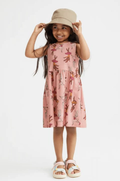 Vestido H&M - Rosa con conejas bailarinas - Lupeluz