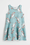 Vestido H&M - Little Girl - Celeste con unicornios pelo de colores