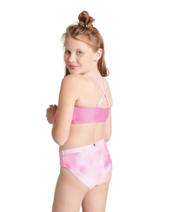 Malla "Justice" - Bikini rosa con volado y flor grande - tienda online