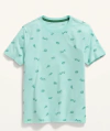 Remera "Old Navy" - Verde agua con hamburguesas y skates