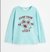 Remera H&M - Manga larga, verde agua con buho