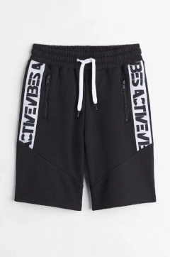Short "H&M" - De algodón con frisa negra con "Vibes Active"