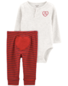 Conjunto "Carter´s" - 2 piezas body gris con corazon + pantalón rayado - comprar online