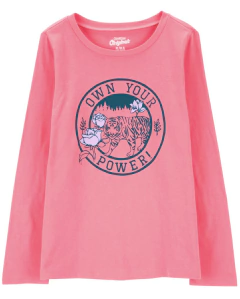 Remera "Osh Kosh" - Rosas con estampa de tigre