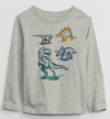 Remera Gap - Baby boy - Gris con dinosaurios de colores