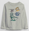 Remera Gap - Baby boy - Gris con dinosaurios de colores