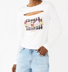 Remera "SO" - Cruda, manga larga, con "Choose Kidness" en internet