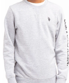 Buzo "U.S.Poloassn"- Gris melange con logo y estampa en negro. Con frisa - Lupeluz