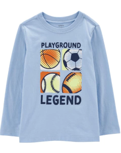 Remera "Carters" - Celeste con pelotas, manga larga