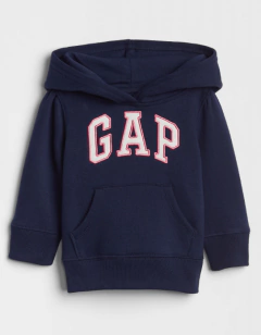 Buzo "Gap". Canguro azul marino con logo blanco y vivo rosa - comprar online
