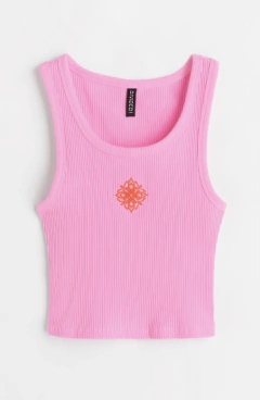 Musculosa H&M - Rosa de morley con bordado - De mujer!!